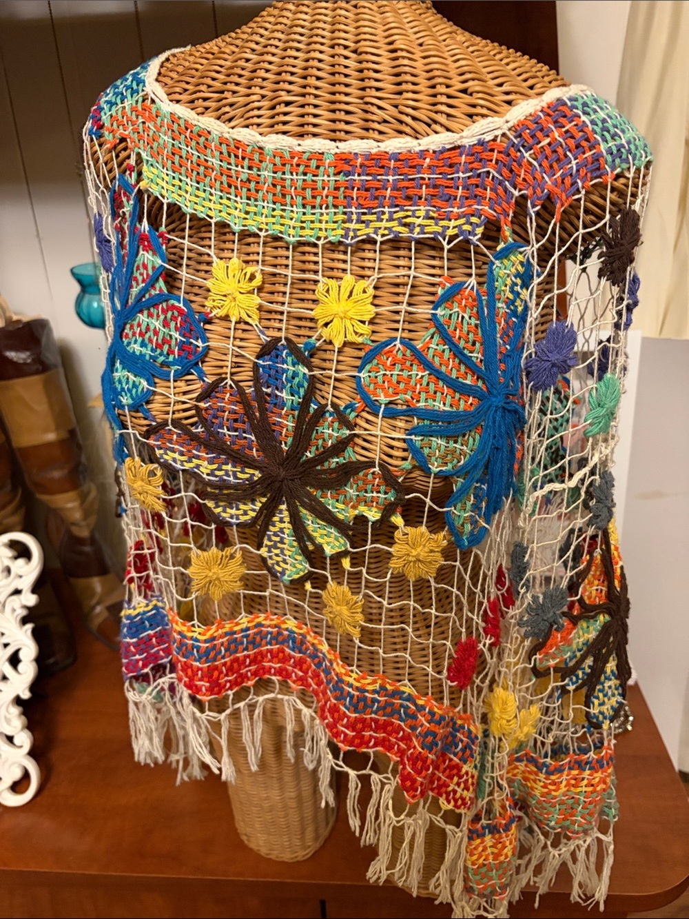Colorful Handwoven Floral Crochet Top Cover